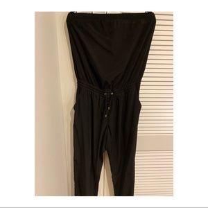 Strapless tie front black jumper